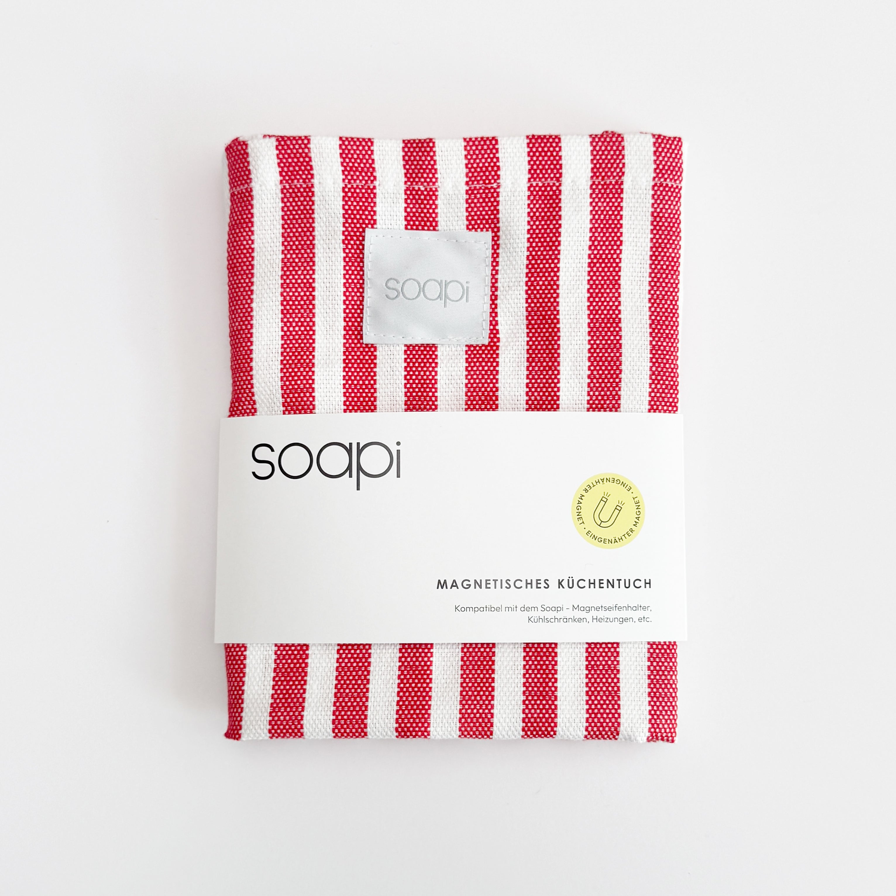 Soapi Magnetisches Küchentuch - gestreift rot