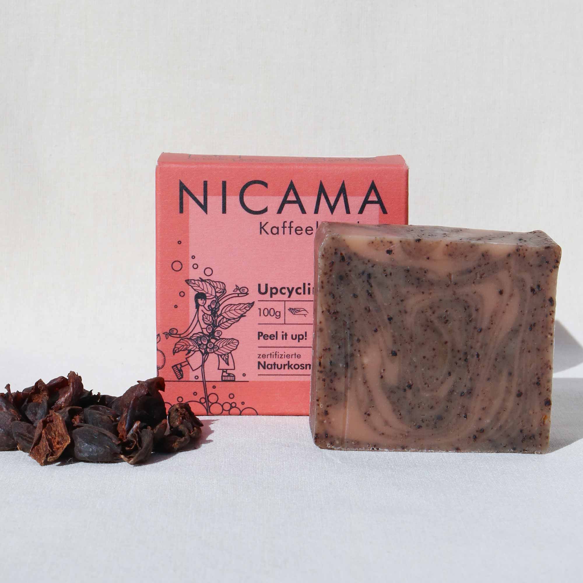 Upcyclingseife mit Peelingeffekt von Nicama- Kaffeekirsche
