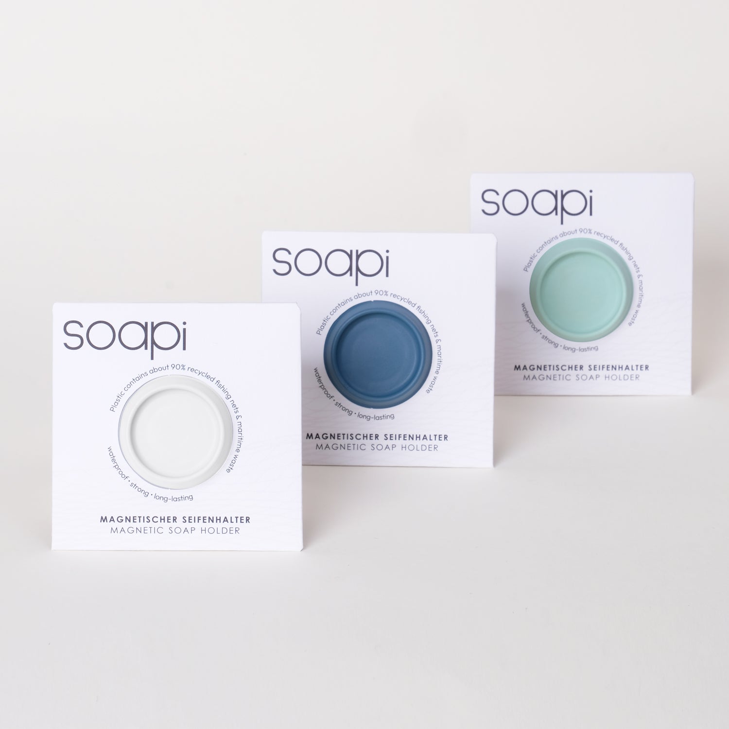 Soapi Trio - Magnetseifenhalter Set - Petrol, Cremeweiß, Mint
